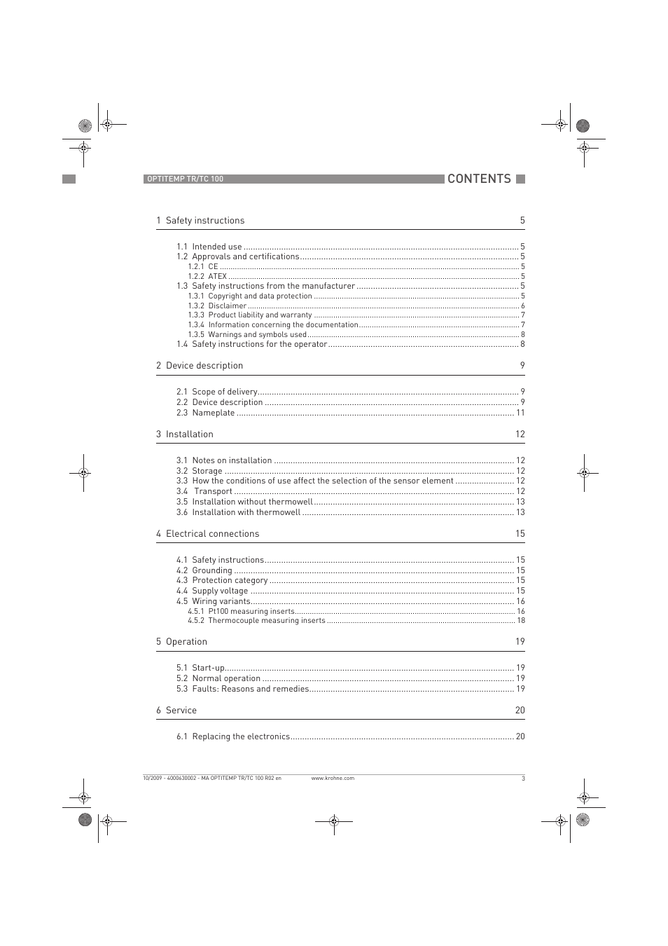 KROHNE OPTITEMP TR 100-TC 100 EN User Manual | Page 3 / 37
