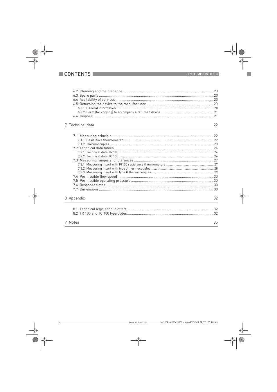 KROHNE OPTITEMP TR 100-TC 100 EN User Manual | Page 4 / 37