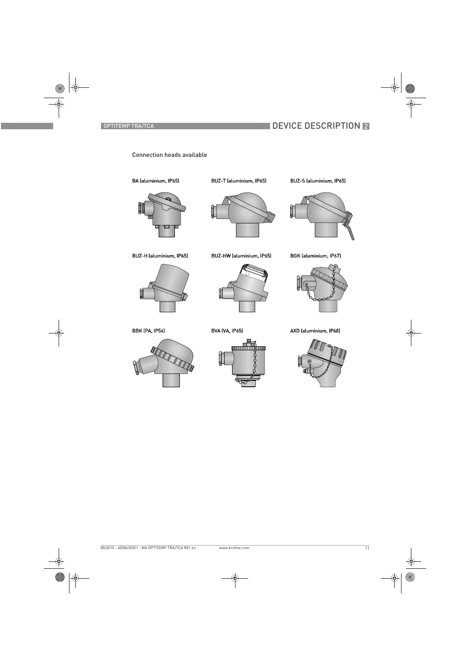 Device description | KROHNE OPTITEMP TRA-TCA EN User Manual | Page 11 / 60