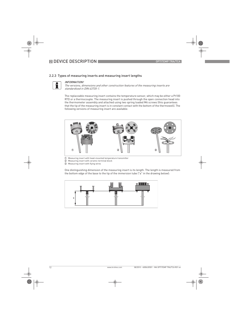 Device description | KROHNE OPTITEMP TRA-TCA EN User Manual | Page 12 / 60