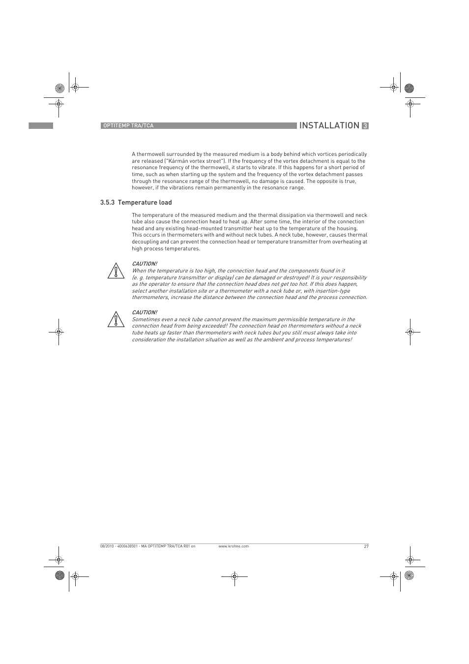 Installation | KROHNE OPTITEMP TRA-TCA EN User Manual | Page 27 / 60