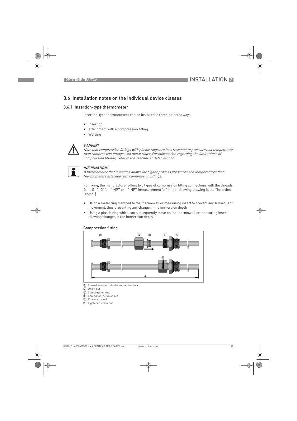 Installation | KROHNE OPTITEMP TRA-TCA EN User Manual | Page 29 / 60