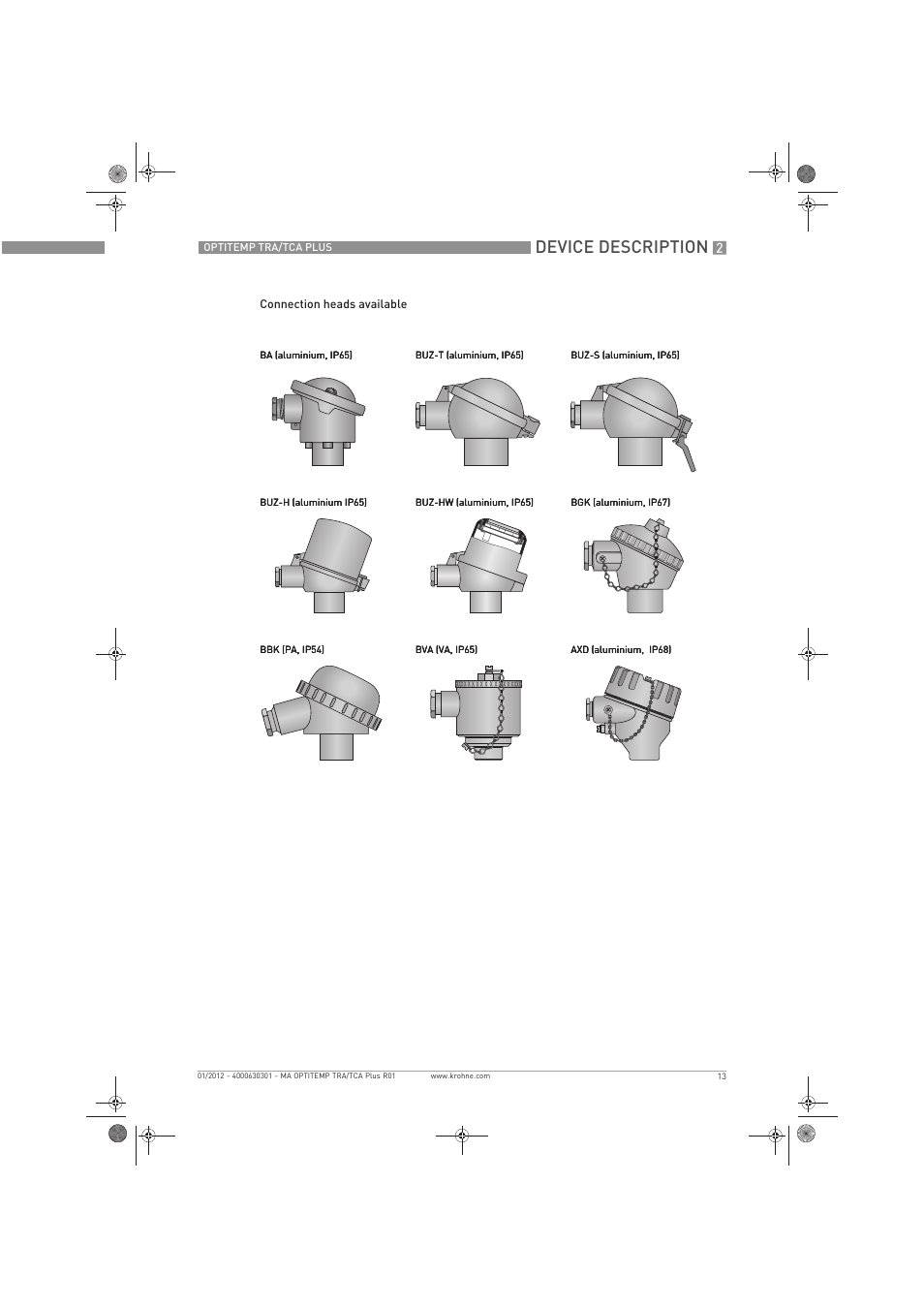 Device description | KROHNE OPTITEMP TRA-TCA Plus EN User Manual | Page 13 / 76