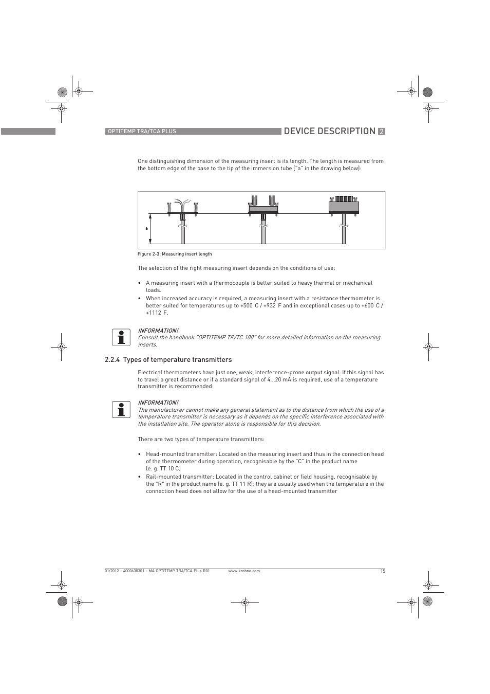 Device description | KROHNE OPTITEMP TRA-TCA Plus EN User Manual | Page 15 / 76