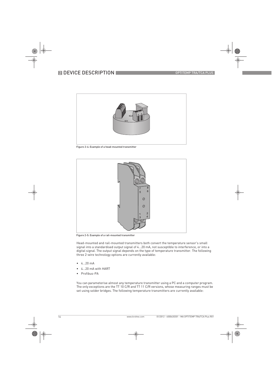 Device description | KROHNE OPTITEMP TRA-TCA Plus EN User Manual | Page 16 / 76