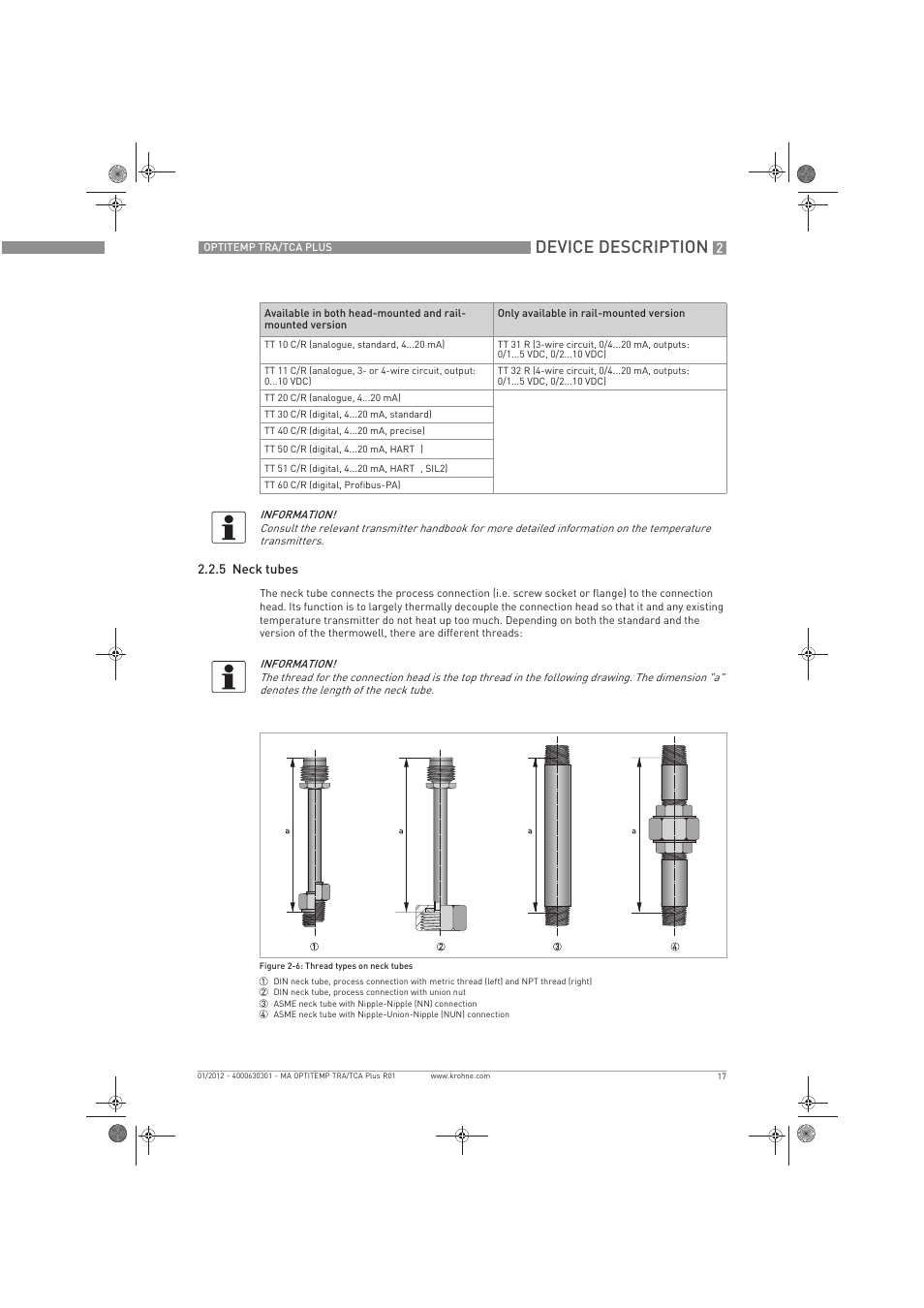 Device description | KROHNE OPTITEMP TRA-TCA Plus EN User Manual | Page 17 / 76