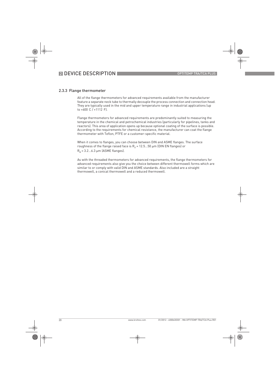 Device description | KROHNE OPTITEMP TRA-TCA Plus EN User Manual | Page 20 / 76