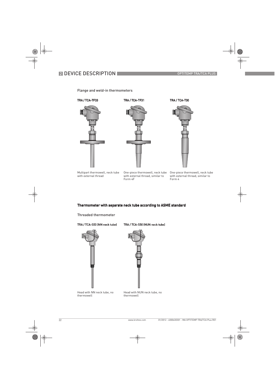 Device description | KROHNE OPTITEMP TRA-TCA Plus EN User Manual | Page 22 / 76