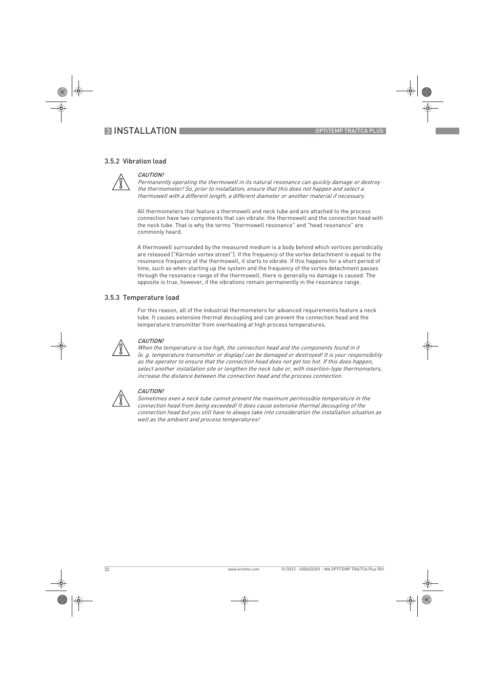 Installation | KROHNE OPTITEMP TRA-TCA Plus EN User Manual | Page 32 / 76