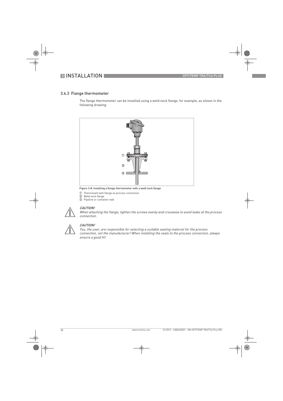 Installation | KROHNE OPTITEMP TRA-TCA Plus EN User Manual | Page 36 / 76