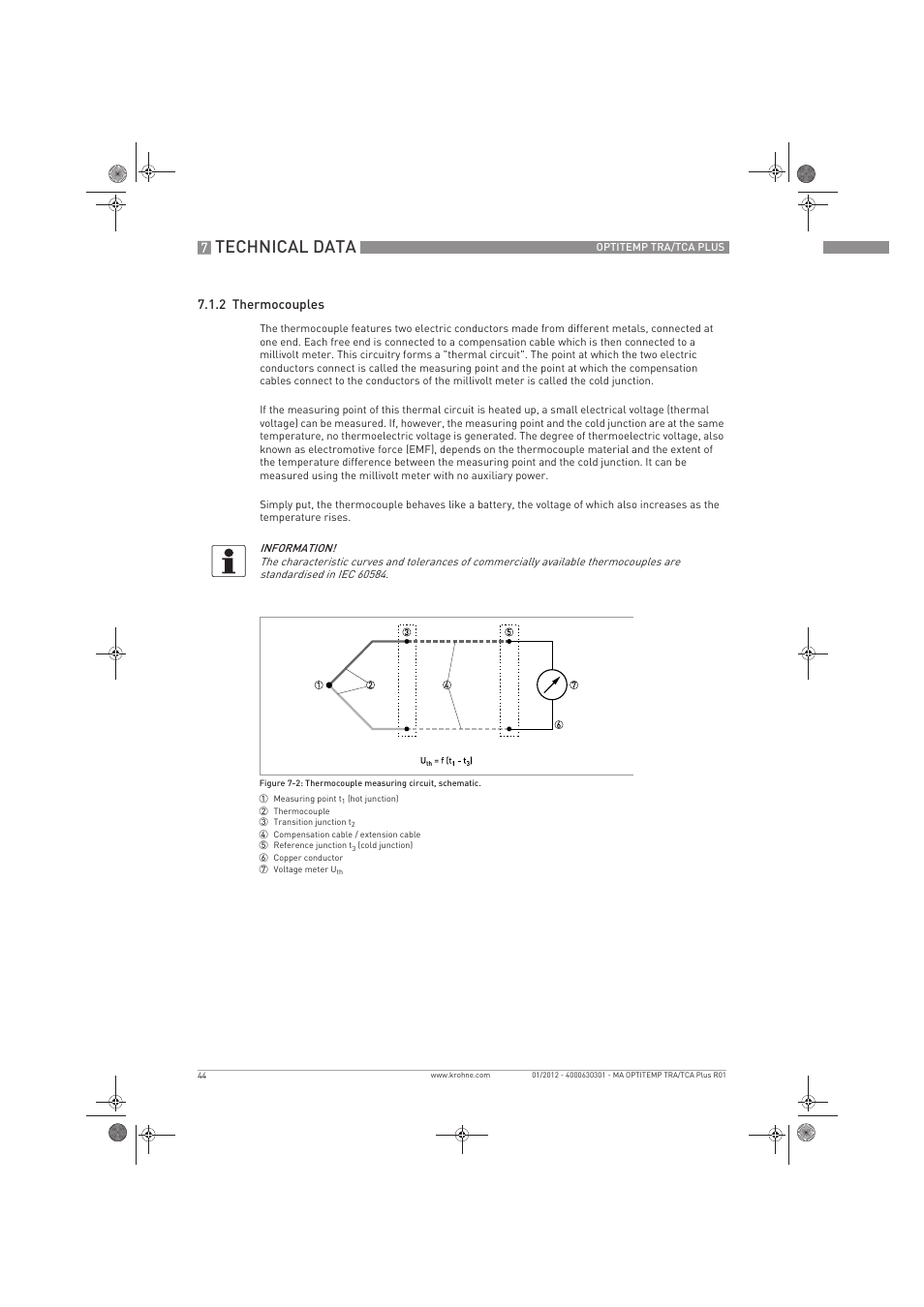 Technical data | KROHNE OPTITEMP TRA-TCA Plus EN User Manual | Page 44 / 76