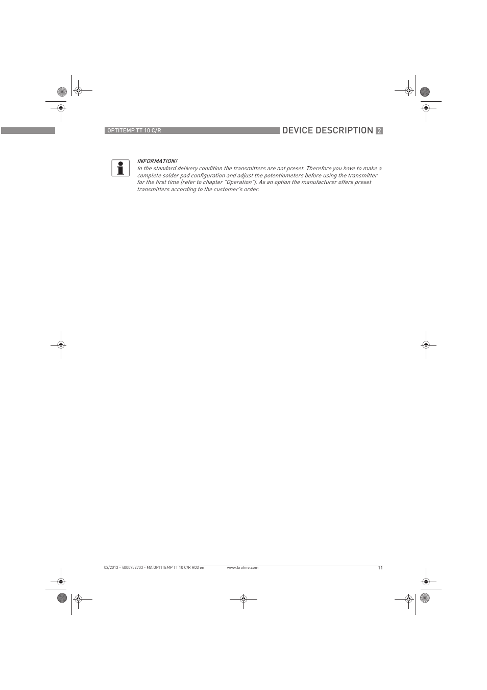 Device description | KROHNE OPTITEMP TT 10 C-R EN User Manual | Page 11 / 52