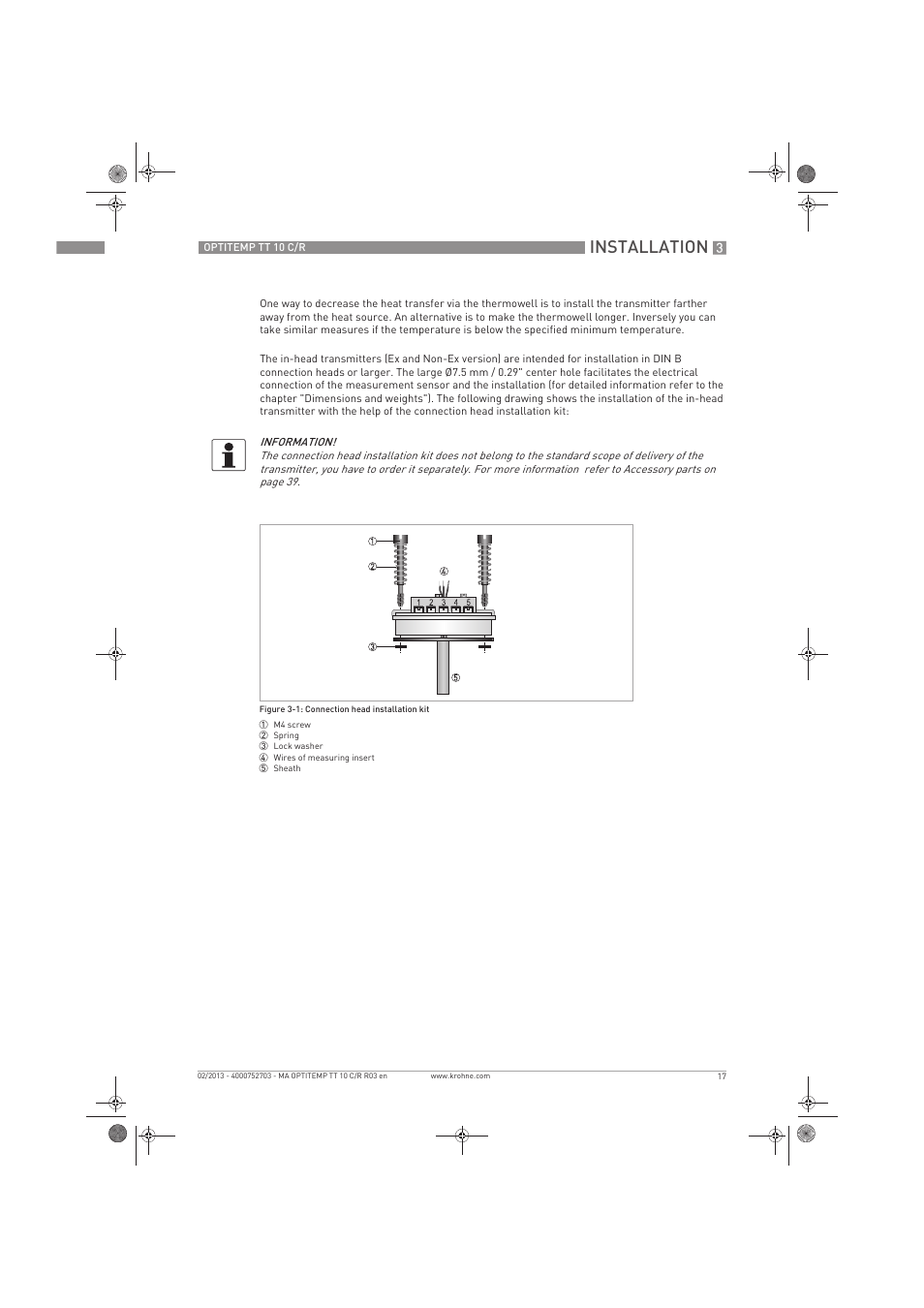 Installation | KROHNE OPTITEMP TT 10 C-R EN User Manual | Page 17 / 52