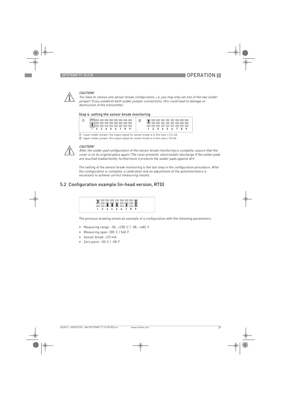 Operation, 2 configuration example (in-head version, rtd) | KROHNE OPTITEMP TT 10 C-R EN User Manual | Page 29 / 52