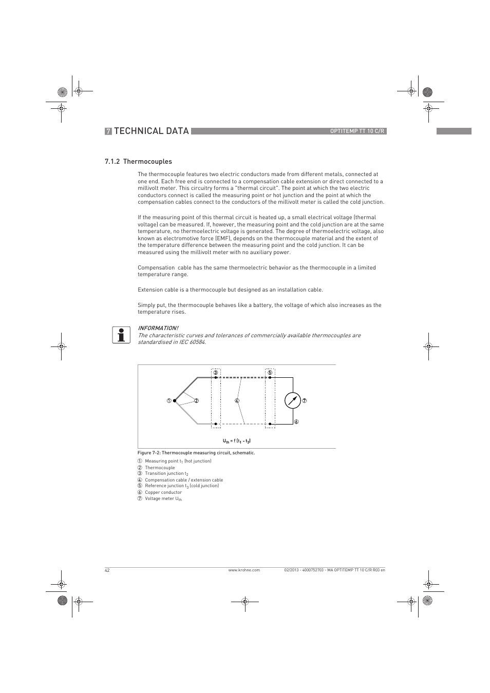 Technical data | KROHNE OPTITEMP TT 10 C-R EN User Manual | Page 42 / 52