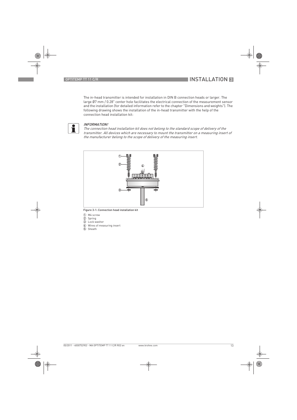 Installation | KROHNE OPTITEMP TT 11 C-R EN User Manual | Page 13 / 40