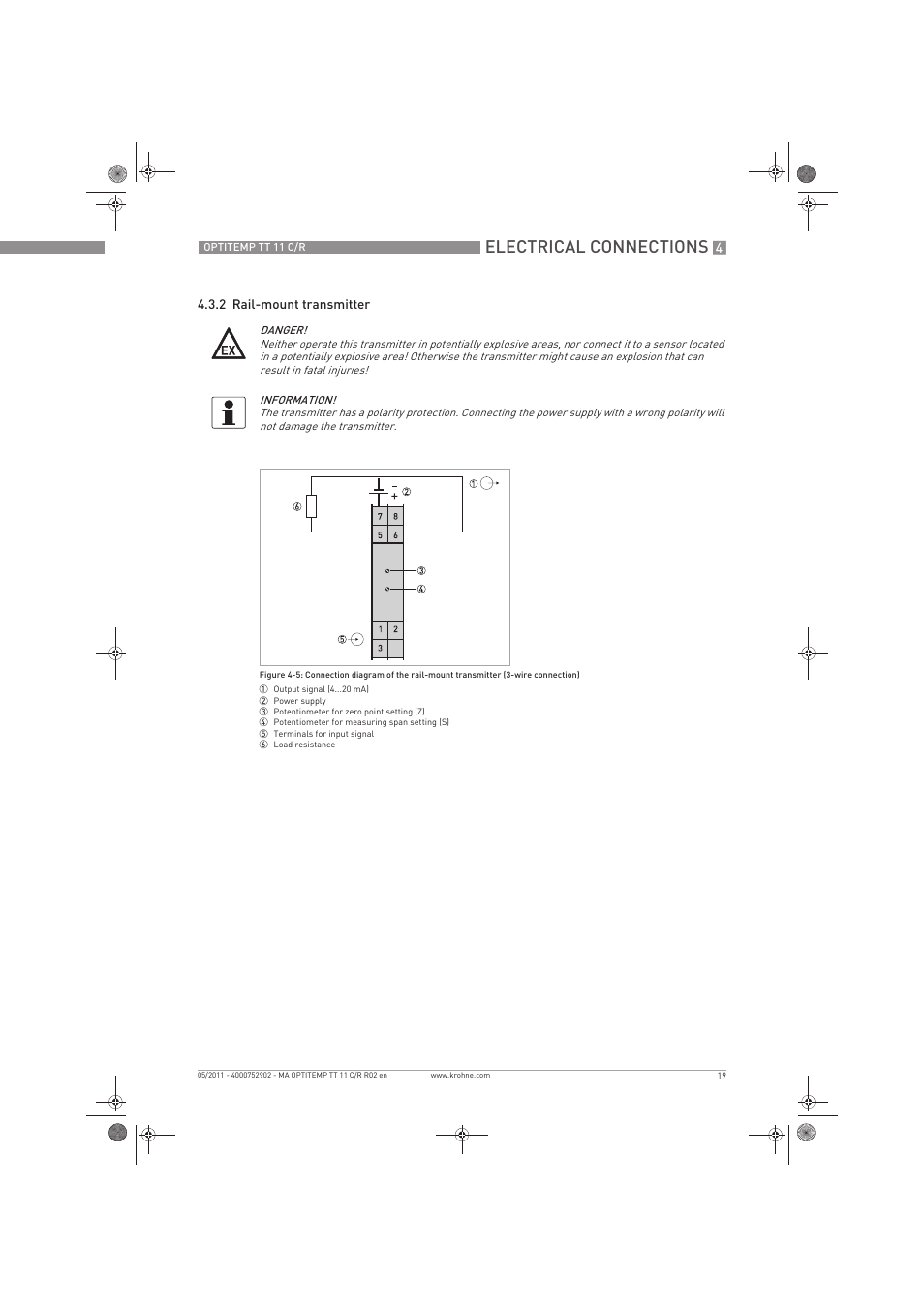 Electrical connections | KROHNE OPTITEMP TT 11 C-R EN User Manual | Page 19 / 40