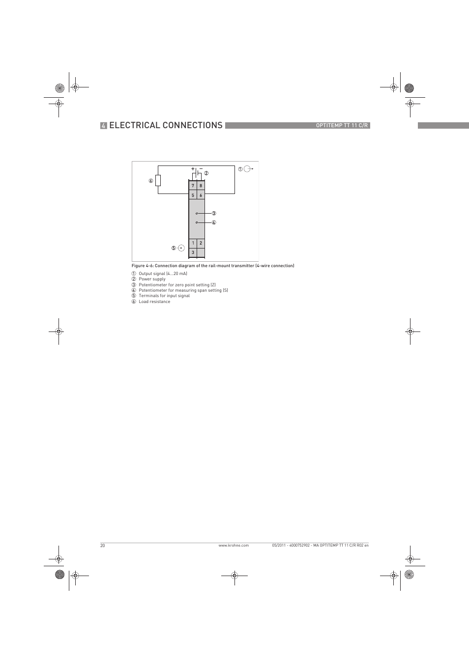 Electrical connections | KROHNE OPTITEMP TT 11 C-R EN User Manual | Page 20 / 40