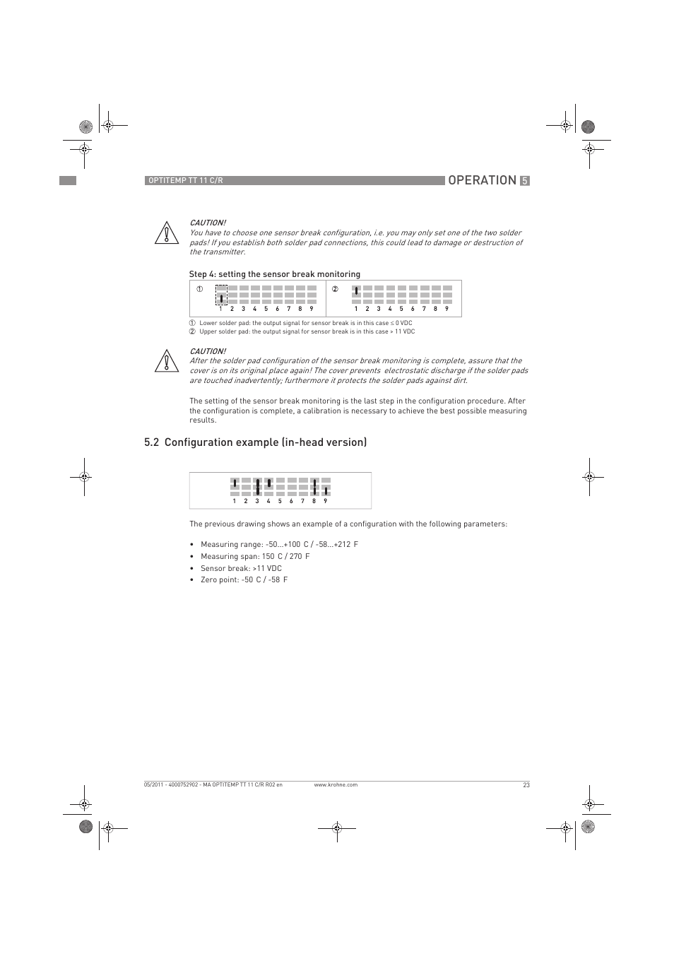 Operation, 2 configuration example (in-head version) | KROHNE OPTITEMP TT 11 C-R EN User Manual | Page 23 / 40