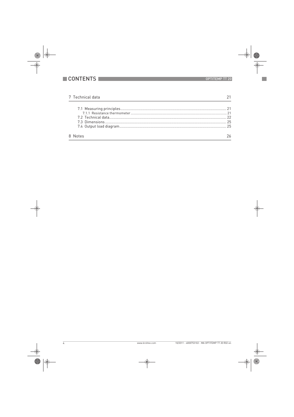 KROHNE PTITEMP TT 20 C EN User Manual | Page 4 / 28