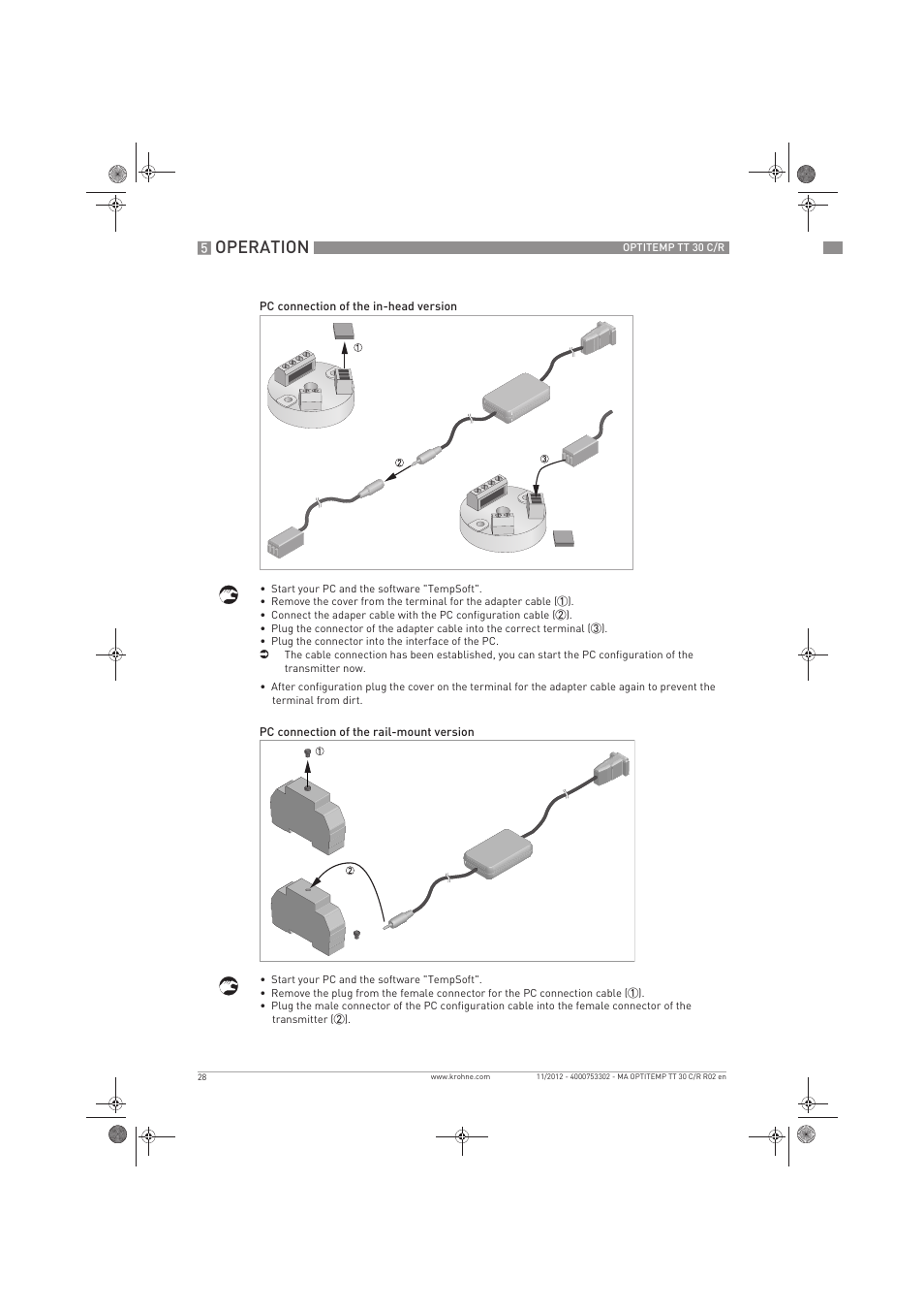Operation | KROHNE OPTITEMP TT 30 C-R EN User Manual | Page 28 / 48