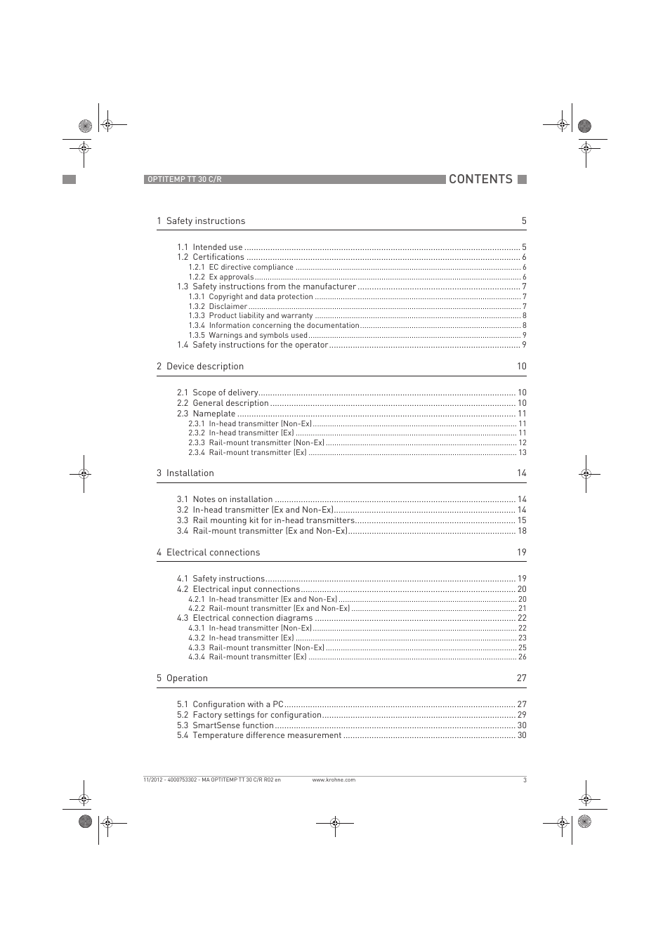 KROHNE OPTITEMP TT 30 C-R EN User Manual | Page 3 / 48