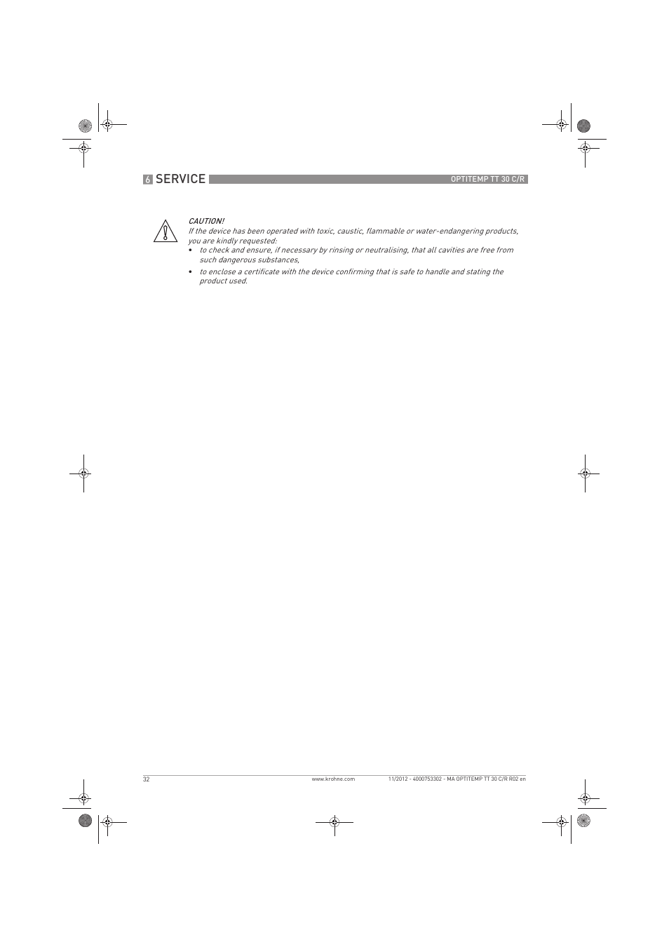 Service | KROHNE OPTITEMP TT 30 C-R EN User Manual | Page 32 / 48