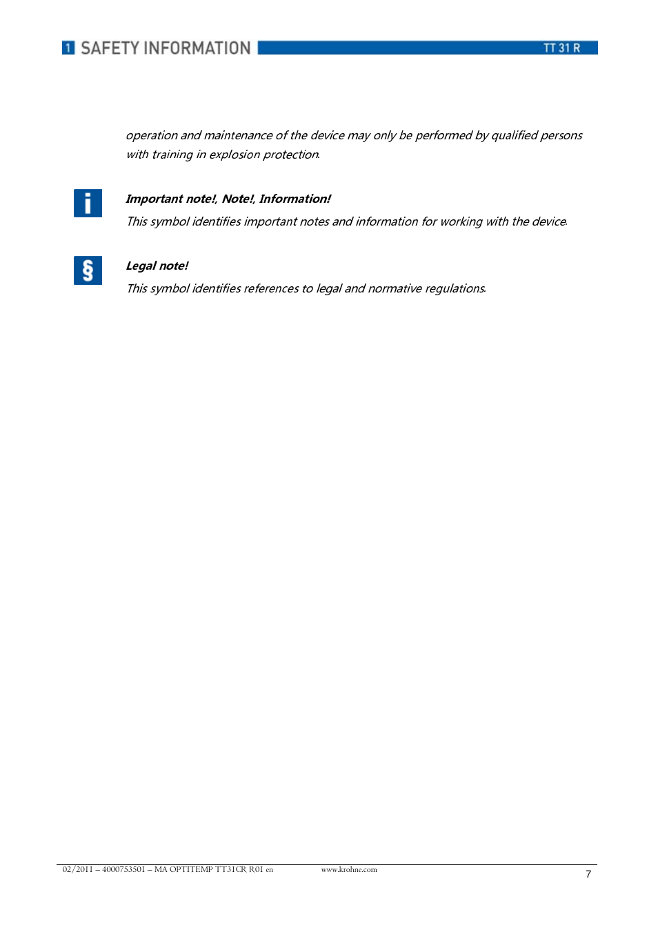 KROHNE OPTITEMP TT 31 R EN User Manual | Page 7 / 28