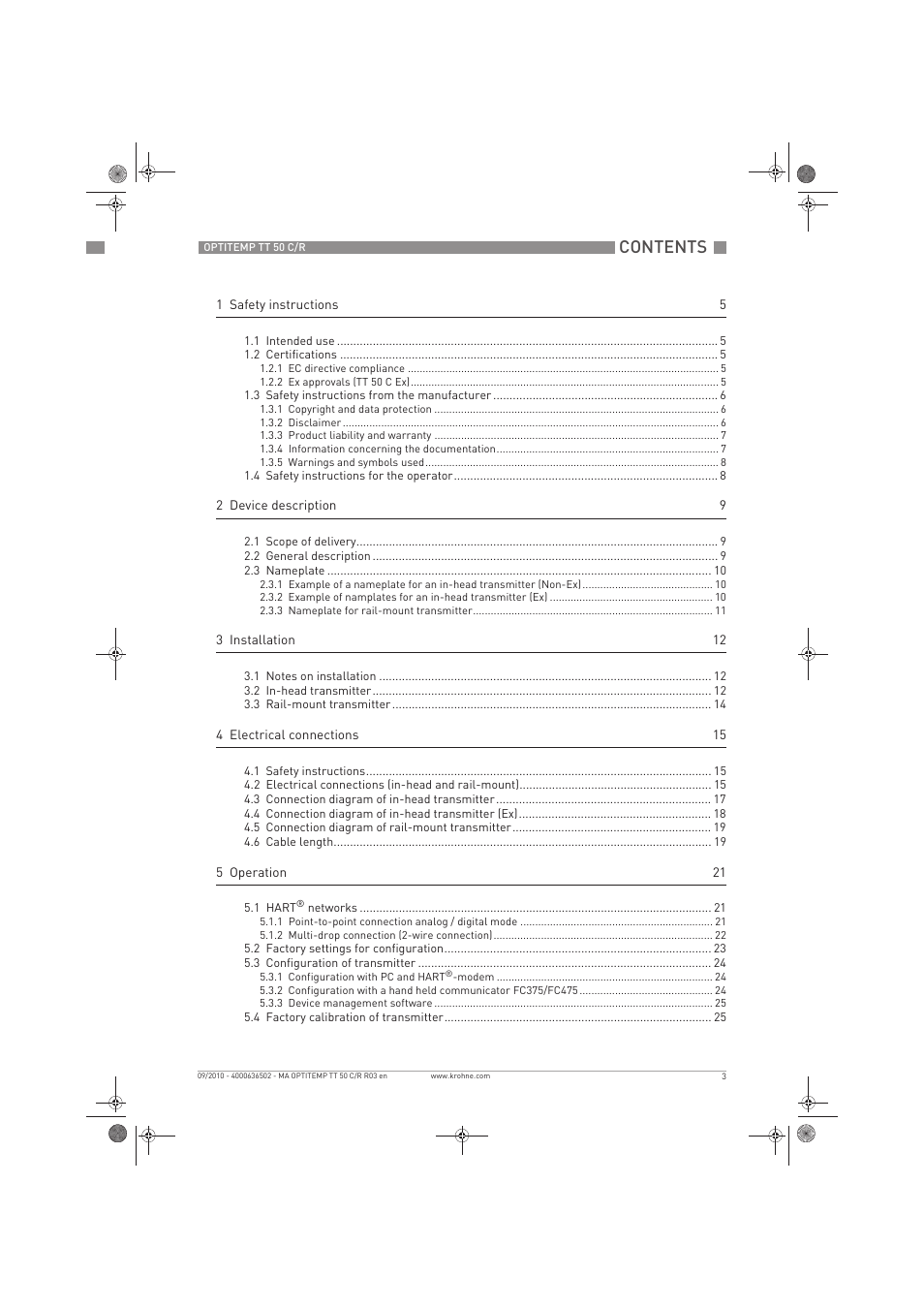 KROHNE OPTITEMP TT 50 C-R EN User Manual | Page 3 / 40