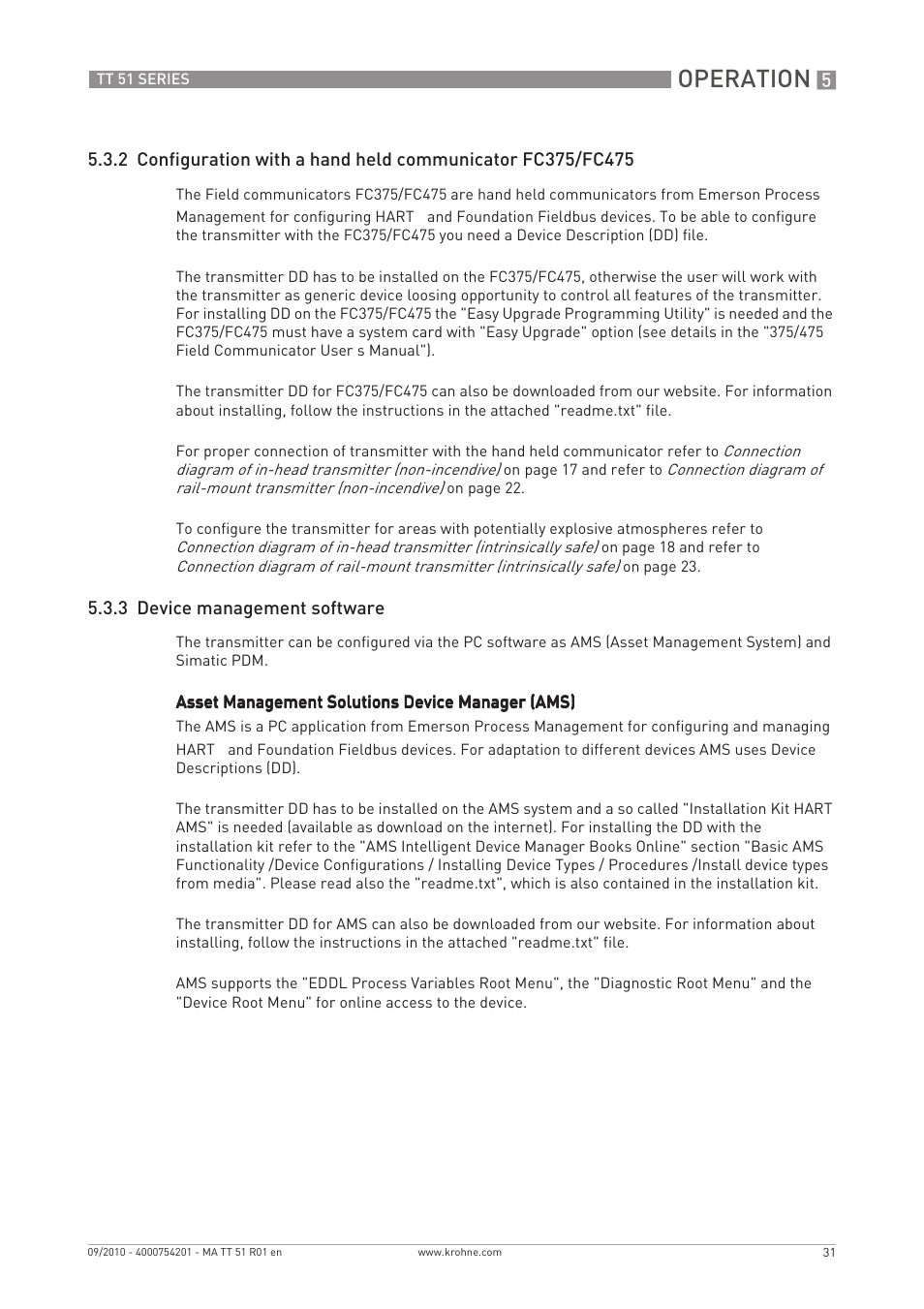 Operation, 3 device management software | KROHNE OPTITEMP TT 51 EN User Manual | Page 31 / 52