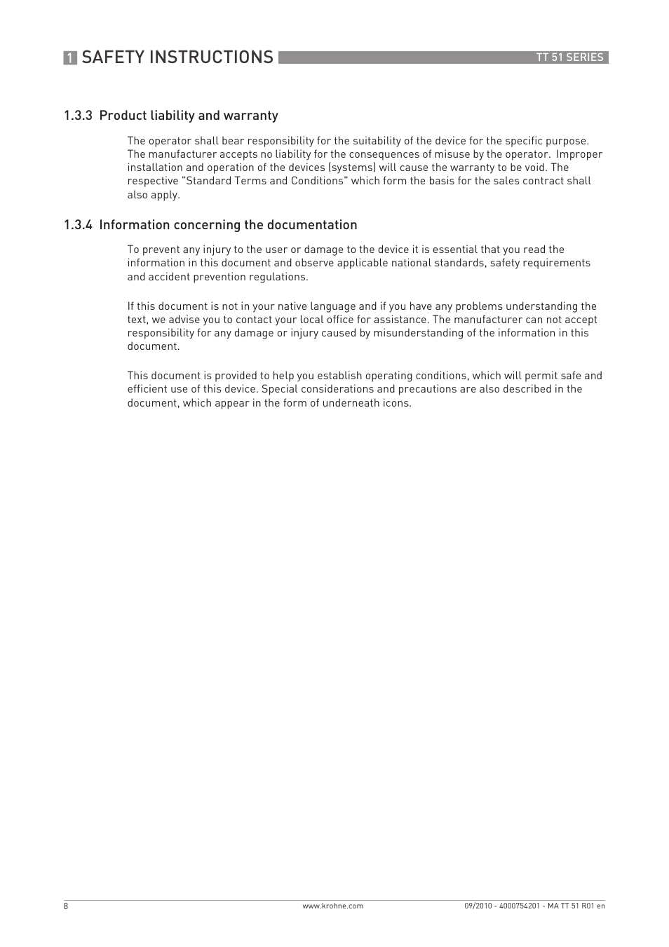 Safety instructions | KROHNE OPTITEMP TT 51 EN User Manual | Page 8 / 52