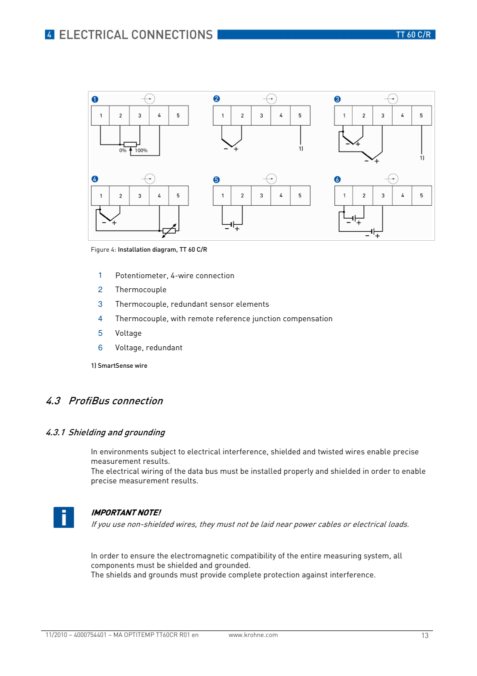 Profibus connection | KROHNE OPTITEMP TT 60 C-R EN User Manual | Page 13 / 32