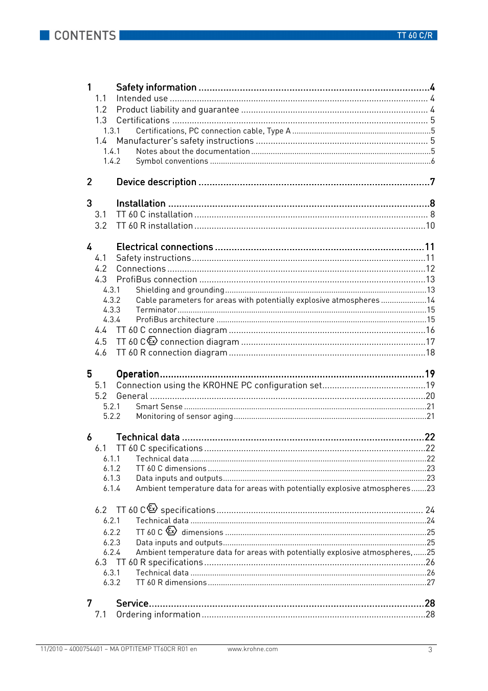 KROHNE OPTITEMP TT 60 C-R EN User Manual | Page 3 / 32