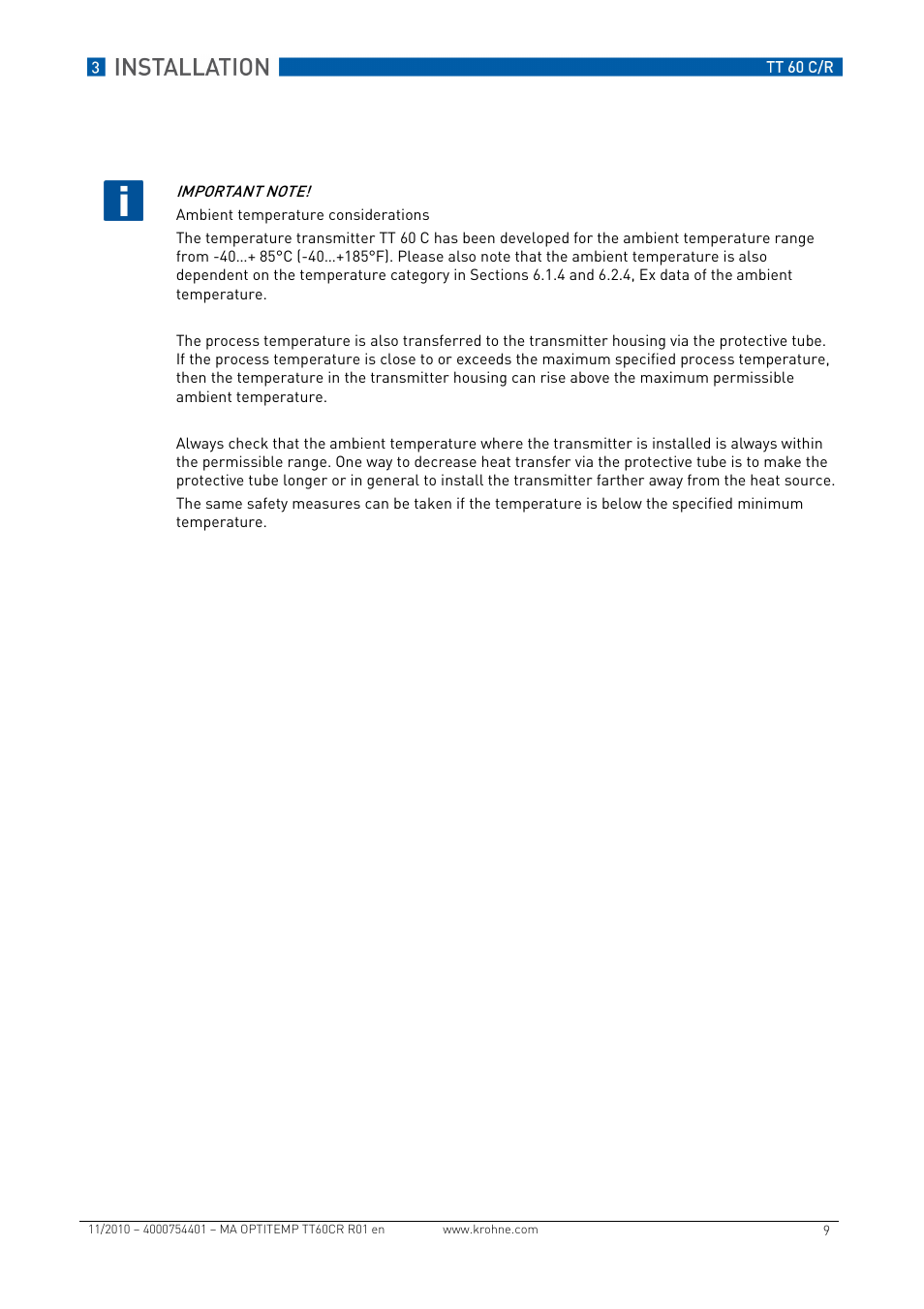KROHNE OPTITEMP TT 60 C-R EN User Manual | Page 9 / 32