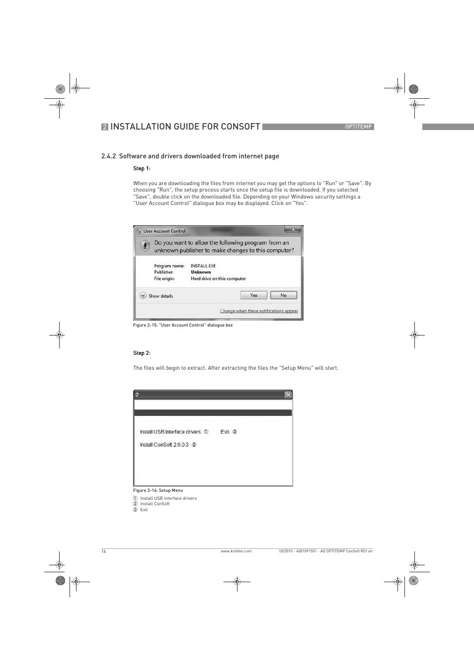 Installation guide for consoft | KROHNE OPTITEMP ConSoft TT 20-51 EN User Manual | Page 16 / 24
