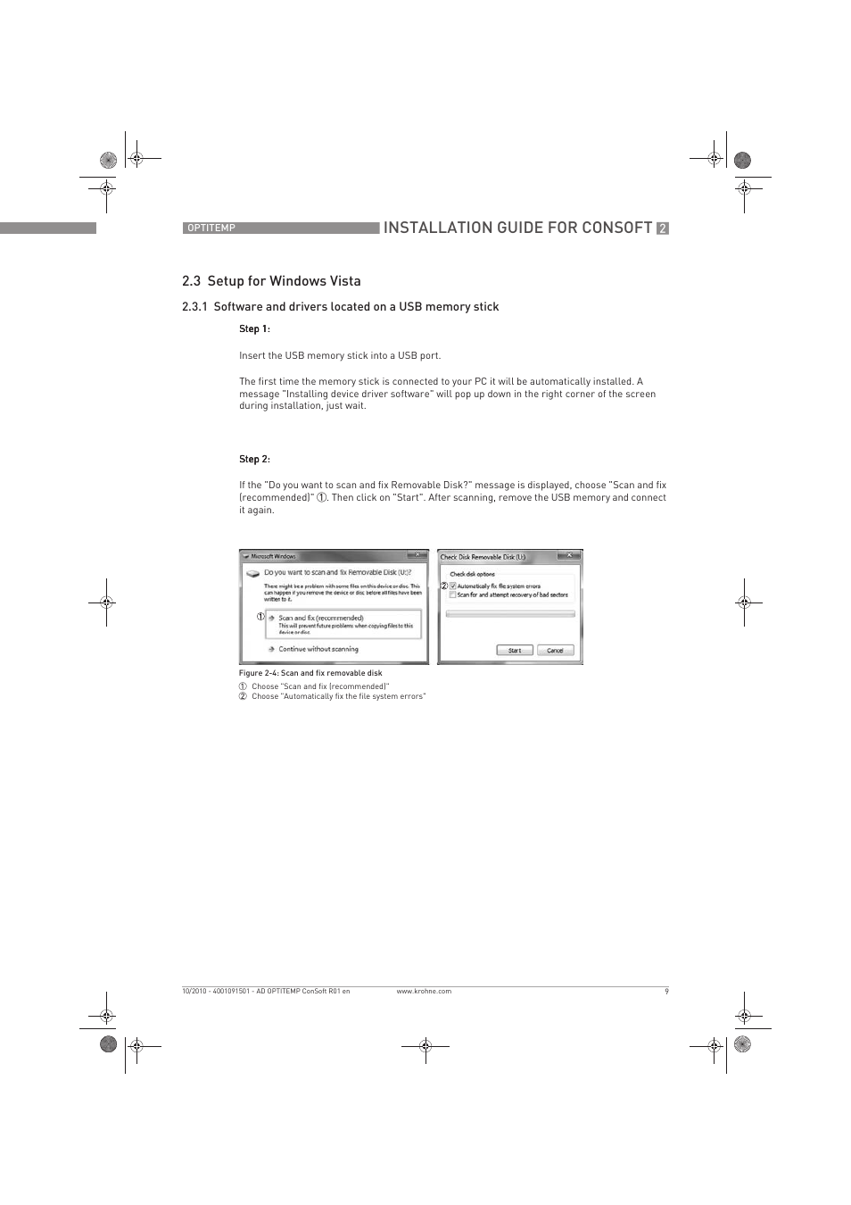 Installation guide for consoft, 3 setup for windows vista | KROHNE OPTITEMP ConSoft TT 20-51 EN User Manual | Page 9 / 24