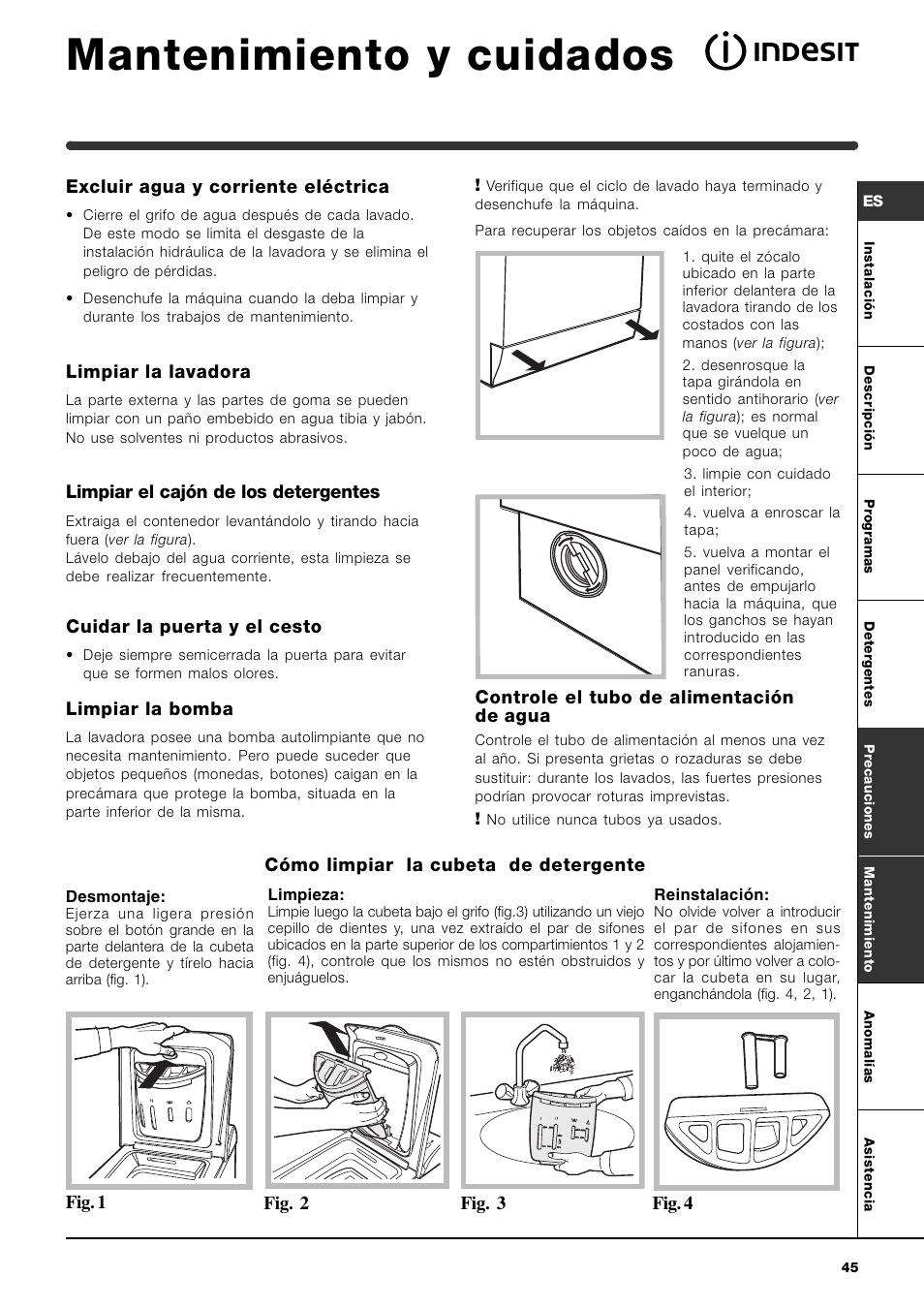 Mantenimiento y cuidados | Indesit WIT 51 User Manual | Page 45 / 60