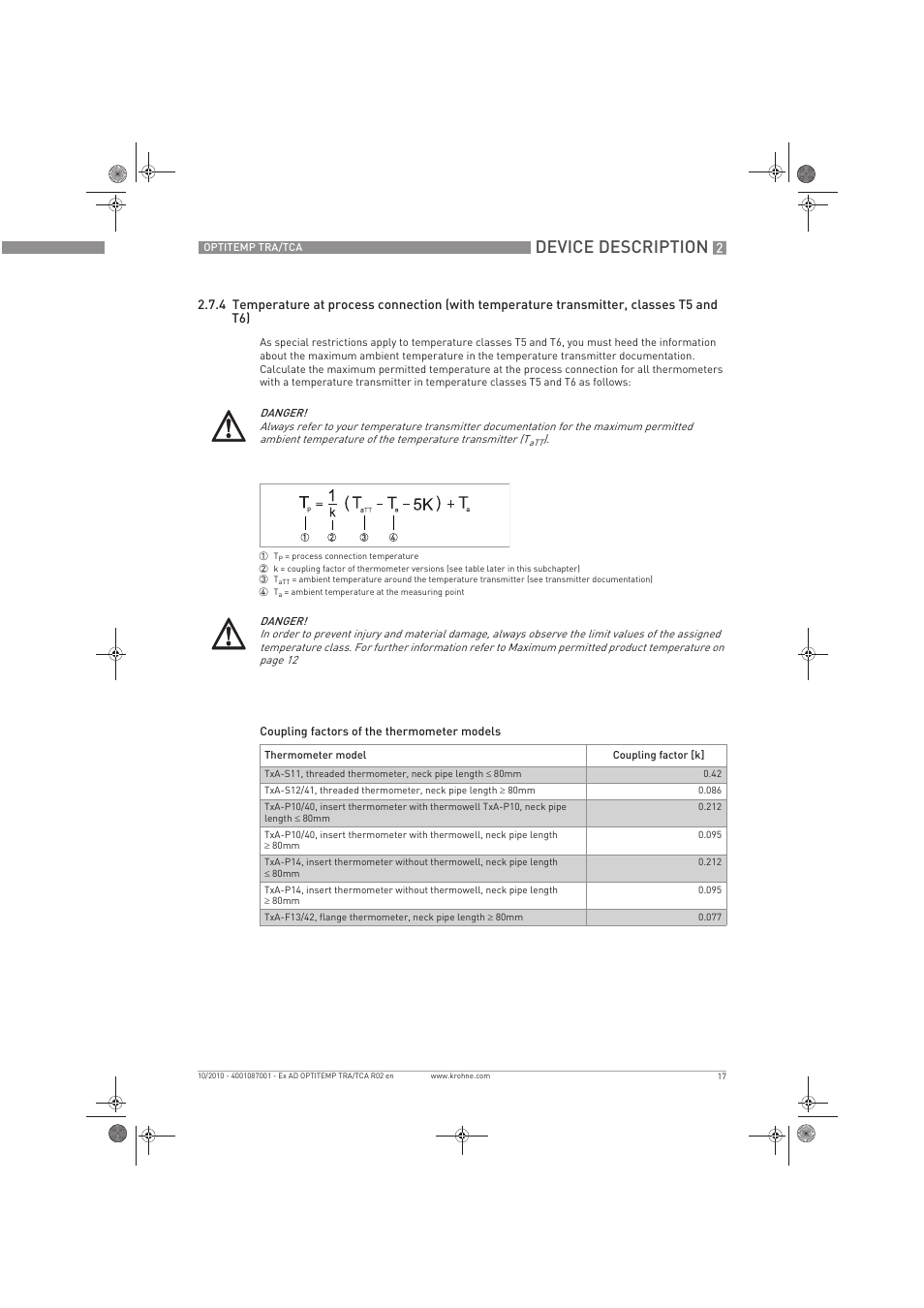 Device description | KROHNE OPTITEMP TCA Ex EN User Manual | Page 17 / 32