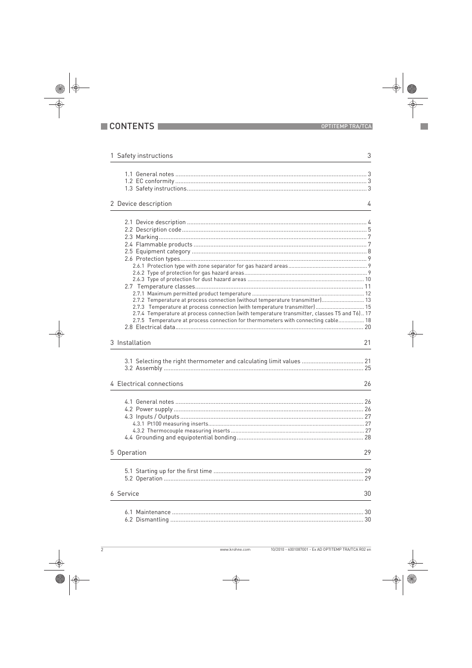 KROHNE OPTITEMP TCA Ex EN User Manual | Page 2 / 32