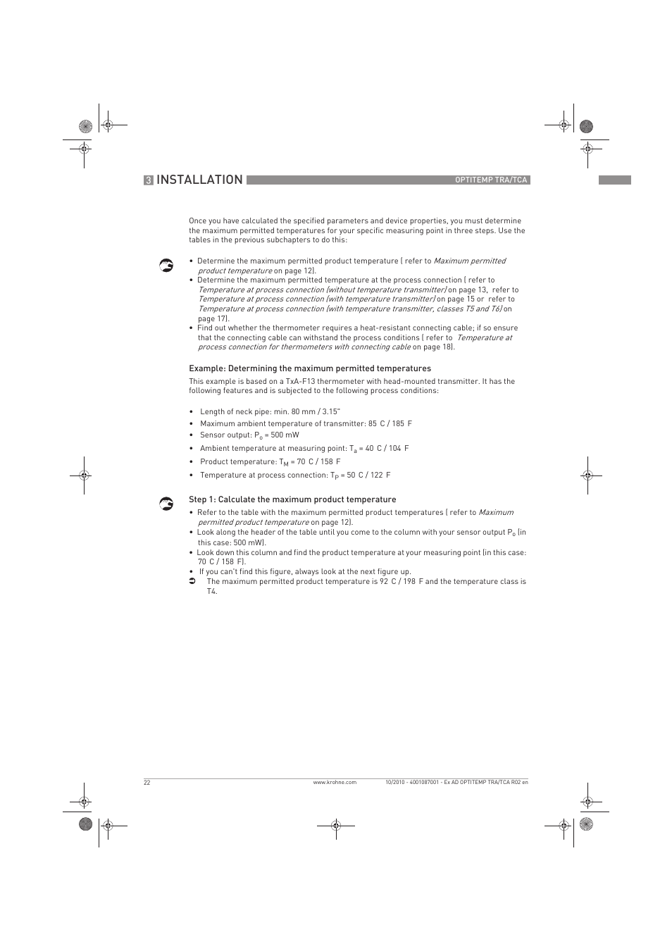 Installation | KROHNE OPTITEMP TCA Ex EN User Manual | Page 22 / 32