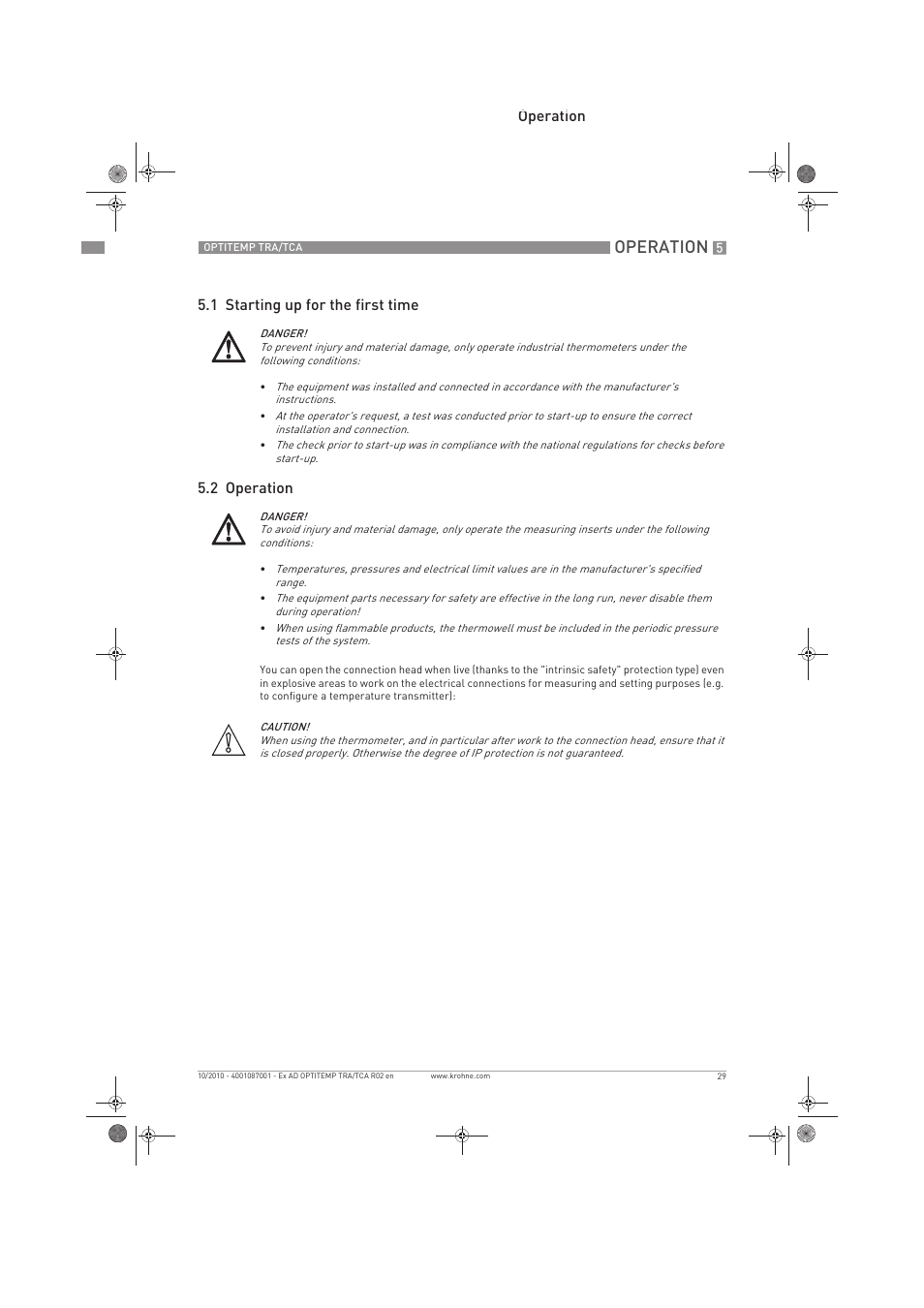 Operation | KROHNE OPTITEMP TCA Ex EN User Manual | Page 29 / 32