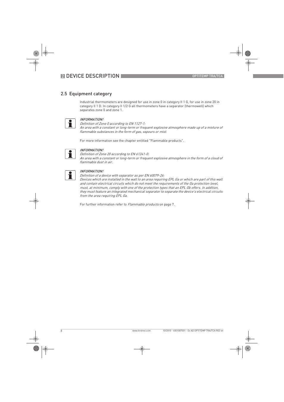 Device description, 5 equipment category | KROHNE OPTITEMP TCA Ex EN User Manual | Page 8 / 32