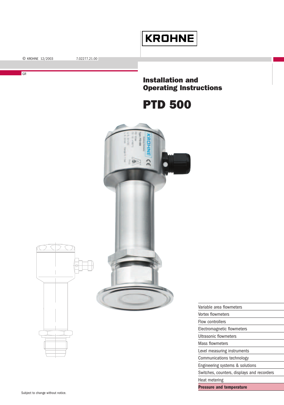 KROHNE PTD 500 EN User Manual | 11 pages