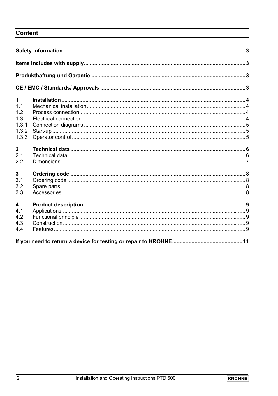 KROHNE PTD 500 EN User Manual | Page 2 / 11