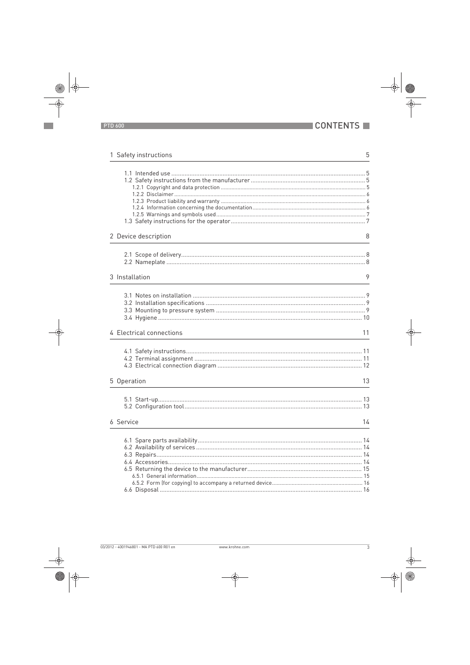 KROHNE PTD 600 EN User Manual | Page 3 / 24