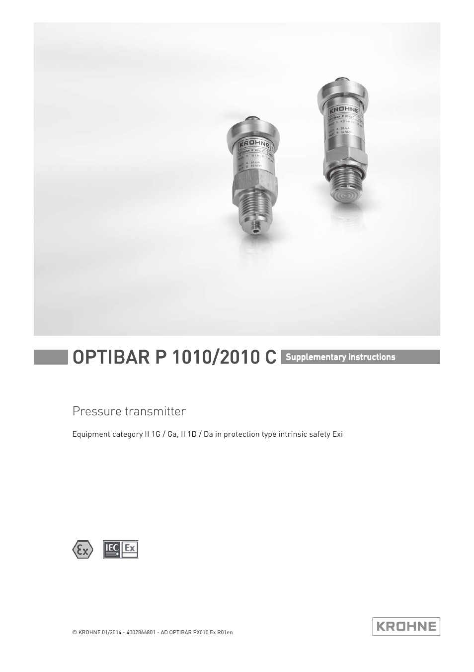 KROHNE OPTIBAR P 2010 C Ex EN User Manual | 12 pages