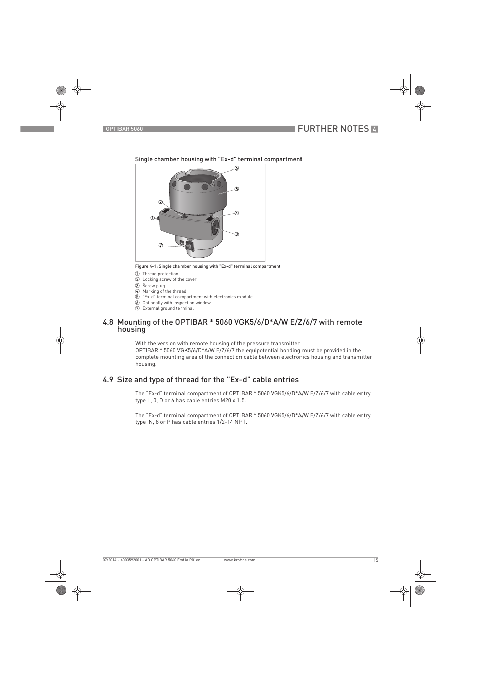 KROHNE OPTIBAR PM 5060 C Ex d ia EN User Manual | Page 15 / 16