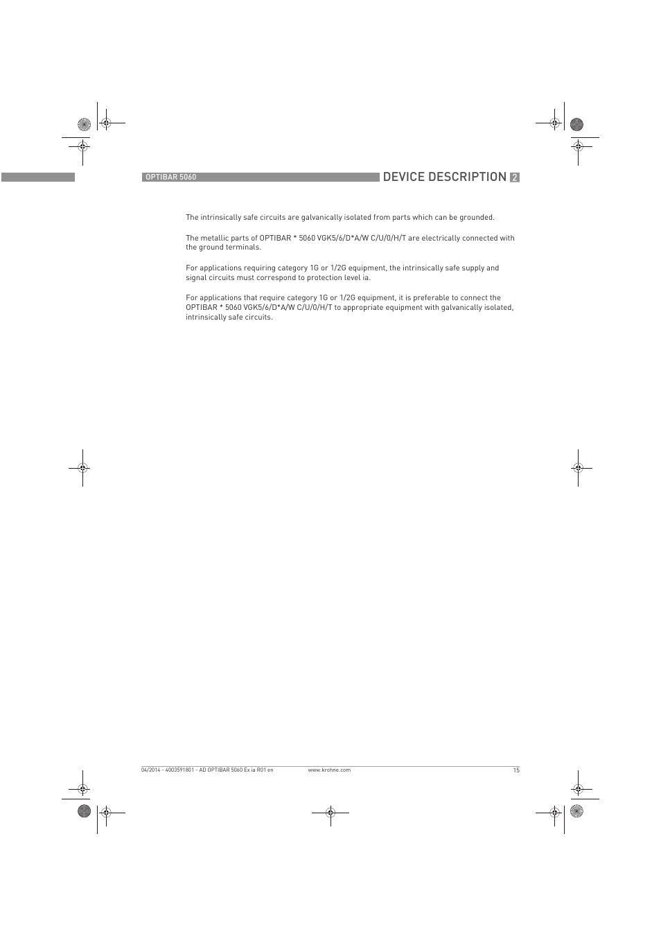 Device description | KROHNE OPTIBAR PM 5060 C Ex ia EN User Manual | Page 15 / 20