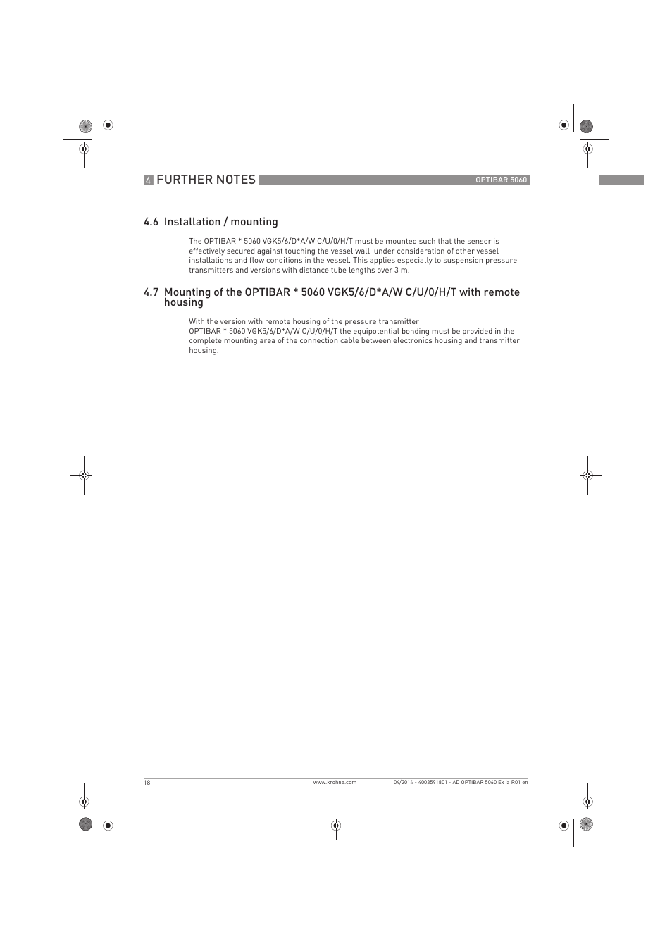 KROHNE OPTIBAR PM 5060 C Ex ia EN User Manual | Page 18 / 20