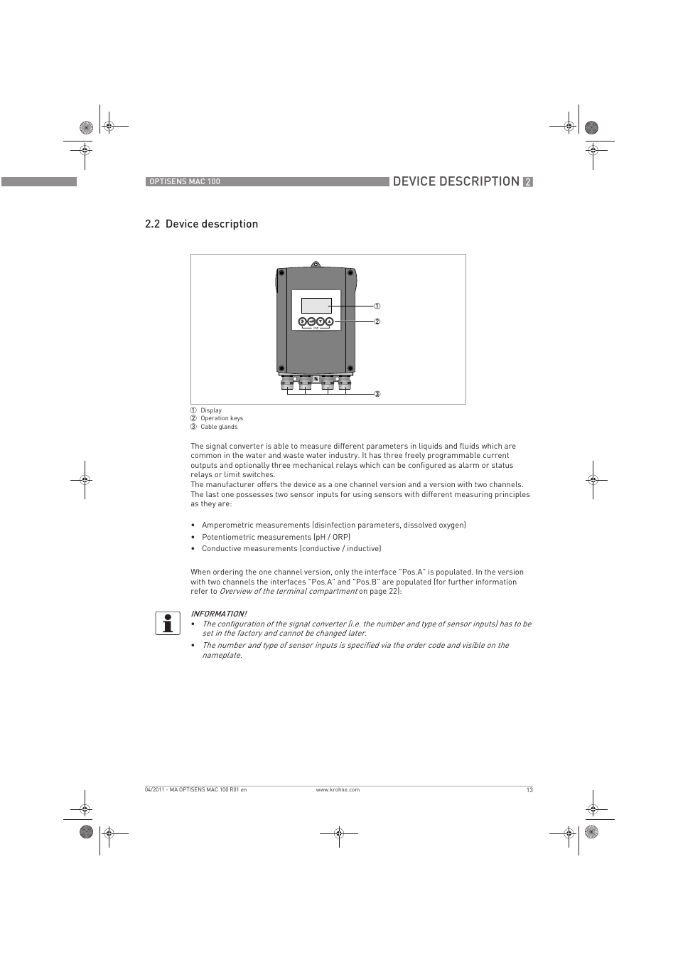 Device description, 2 device description | KROHNE MAC 100 EN User Manual | Page 13 / 84